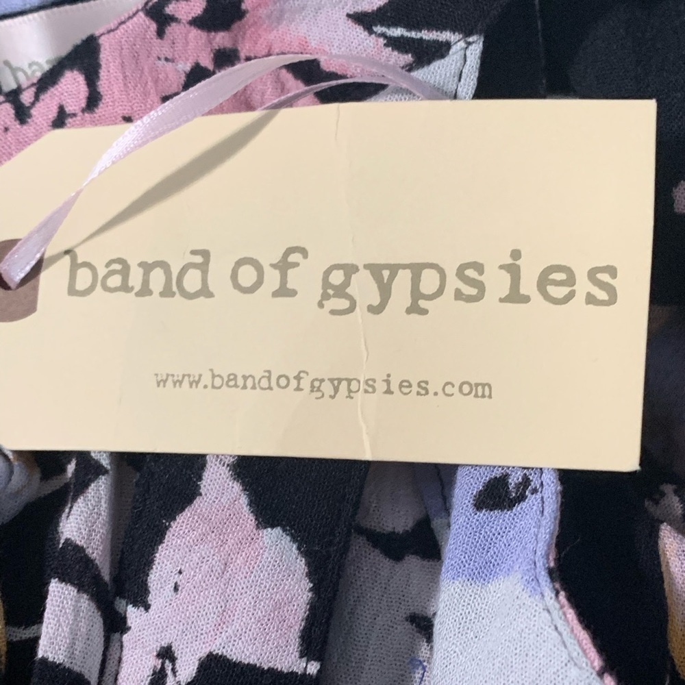 Anthropologie Band of Gypsies Women Small Cold Shoulder Black Floral Dress NEW - Picture 6 of 7
